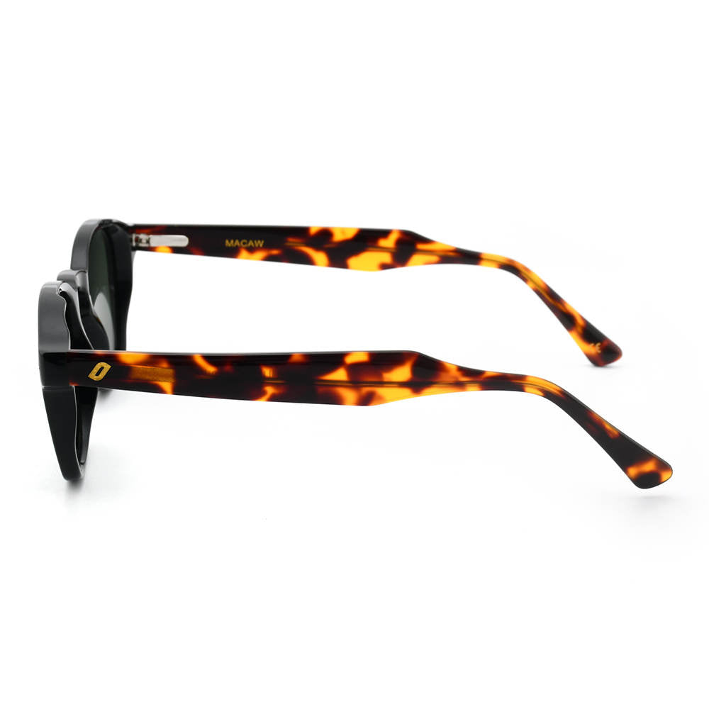Sunglasses with tortoiseshell frame on a white background